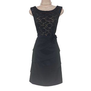 Size‎ 14 BLACK LACE BODICE TIERED DRESS Wedding Evening Cocktail Party Event